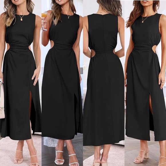 NWT Women's Summer Sleeveless Cutout Maxi Dress Bodycon Slit Beach Wedding SMALL - Picture 4 of 17
